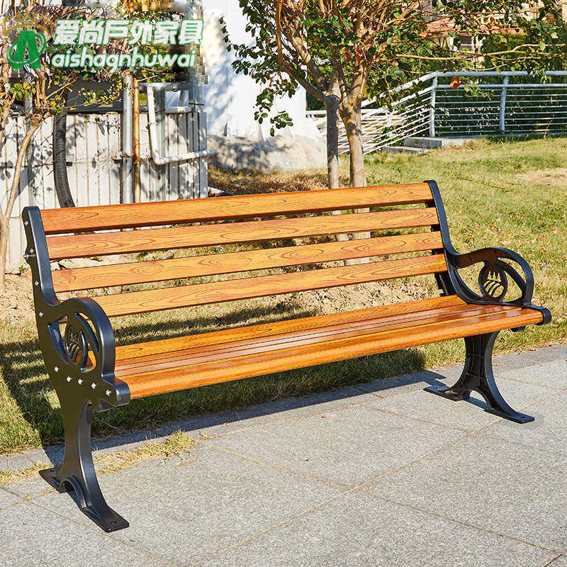 户外休闲铸铝公园椅靠背长椅铁艺室外庭院花园景区广场椅长条凳