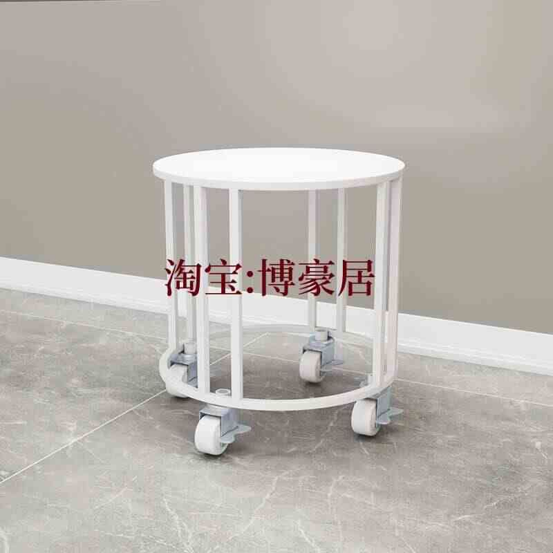 简约落地式客厅圆形铁艺花架鱼缸架 地面花盆架带轮可移动置物架