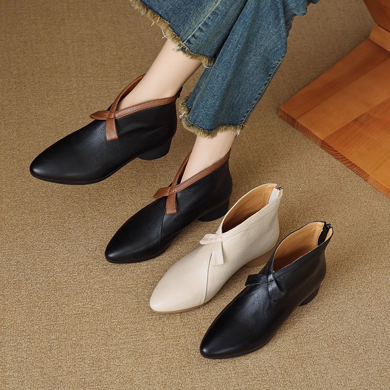 短靴女秋冬软皮软底瘦瘦靴小踝靴