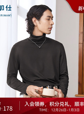 十如仕智性风保暖高领长袖T恤吸光发热丝光上衣男装休闲日常T04