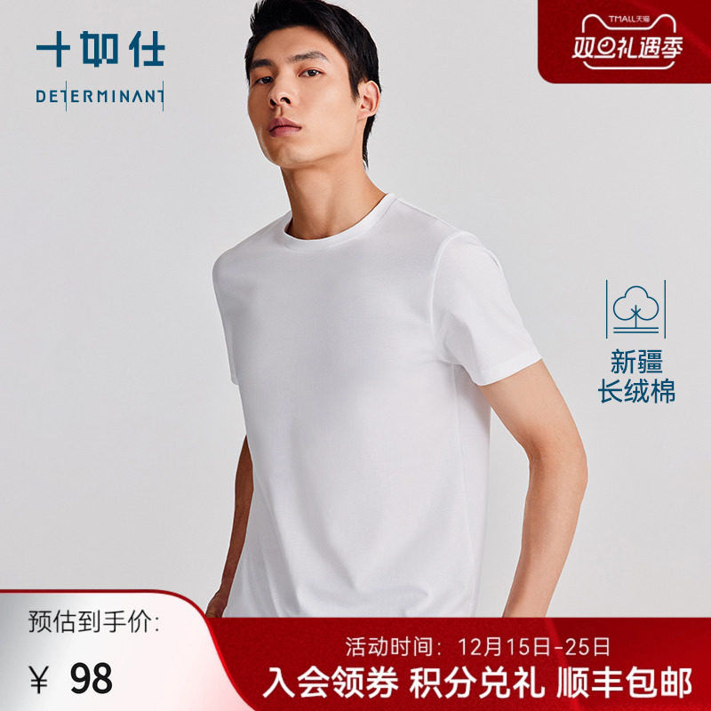 十如仕男士t恤短袖纯棉体恤衣服男款圆领男装宽松轻薄透气T恤T01