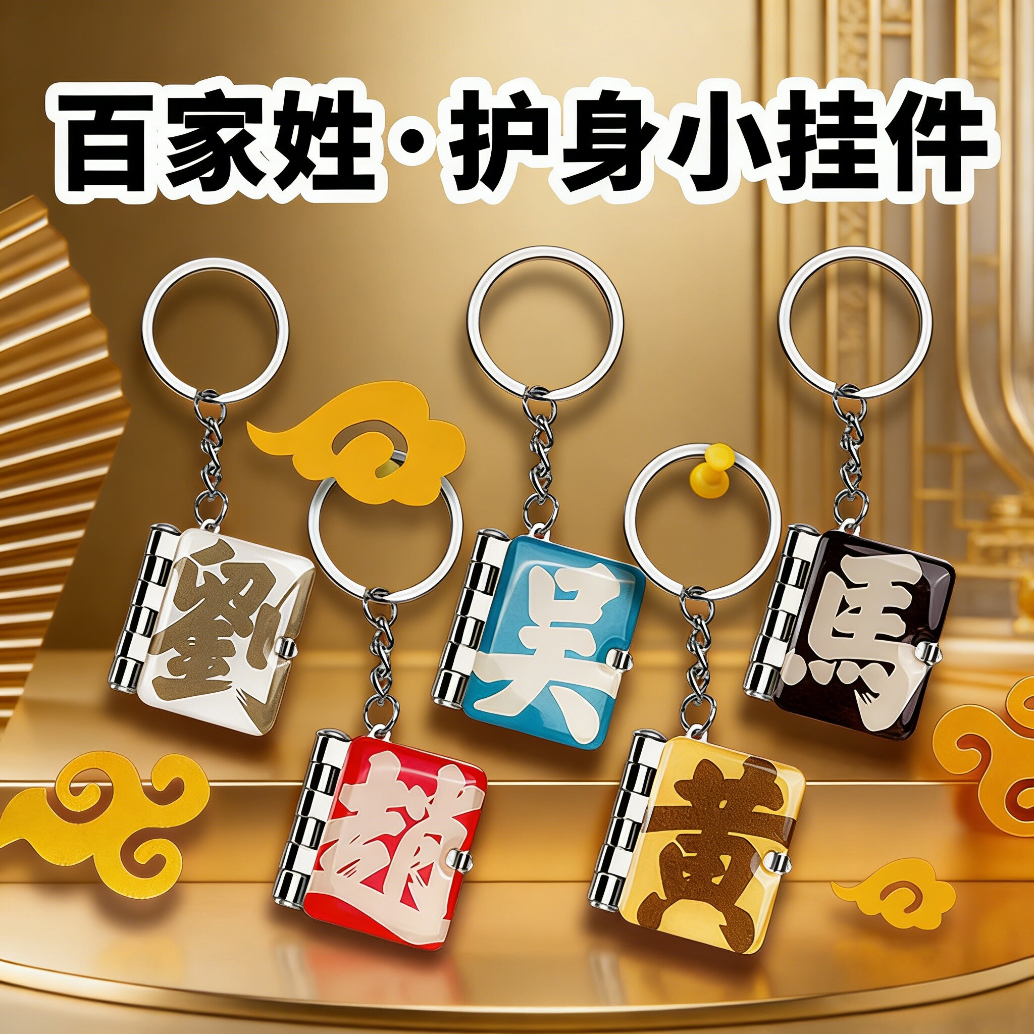 家赵钱孙李姓氏吊坠汽车钥匙挂件图片