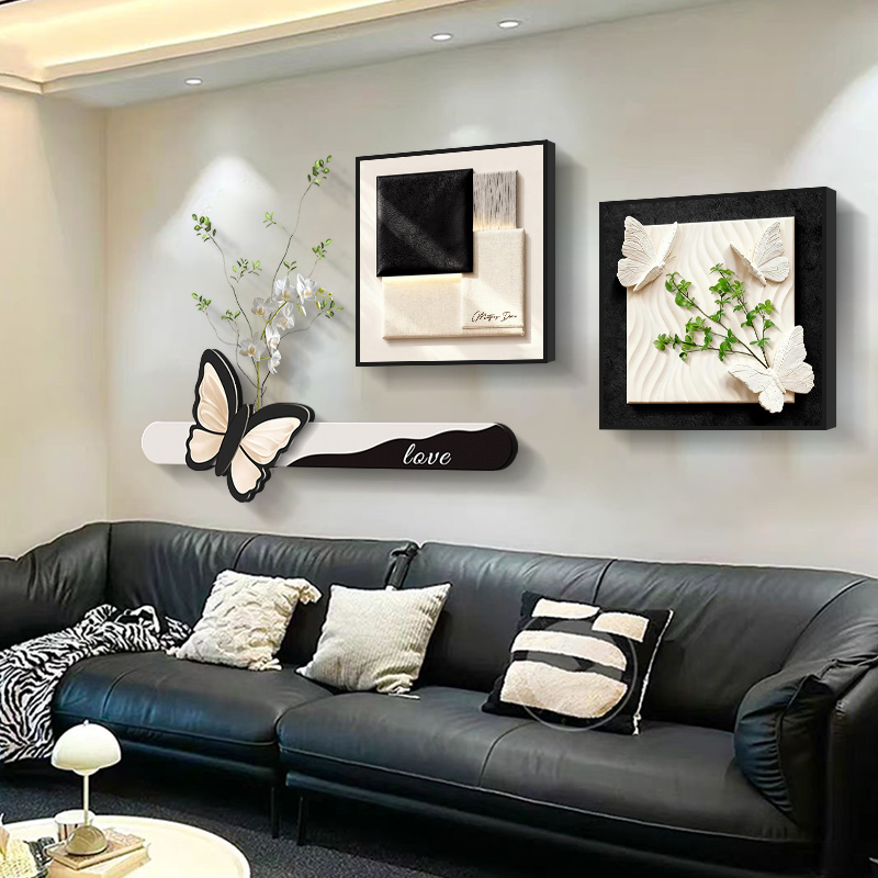 现代简约客厅装饰画蝴蝶花蕊沙发