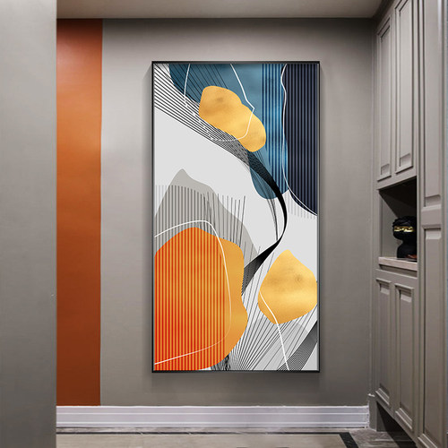 抽象风走廊尽头竖版线条墙壁画