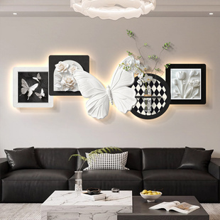蝴蝶客厅装饰画轻奢高级感沙发背景墙挂画现代简约卧室床头壁灯画