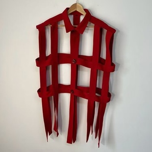 双红色潮牌时装设计师川久大码男装保玲秀款个性前卫先锋造型衬衫