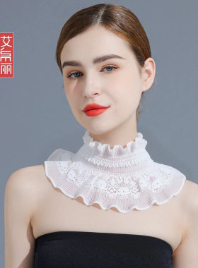 蕾丝花边假领套头围脖白色荷叶边装饰领子女装配饰