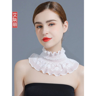 蕾丝花边假领套头围脖白色荷叶边装 配饰 饰领子女装