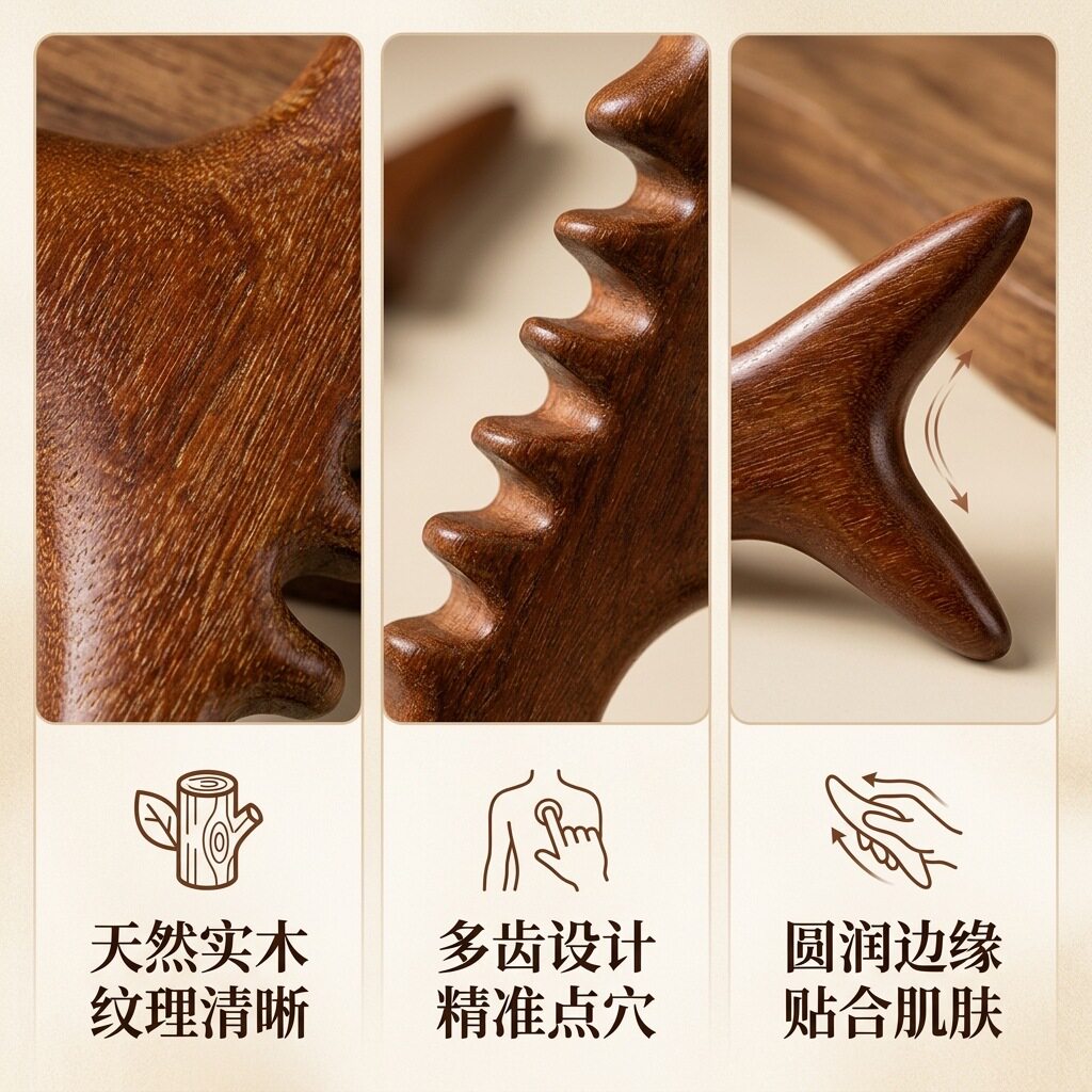 金丝檀木三角雀按摩器脚
