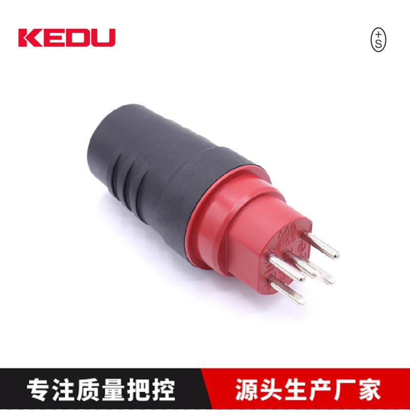 五芯瑞士三相插头 P0706A 接线电源橡胶 IP55防水 S认证 科都KEDU