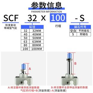 50X100X125X150X200X300 SCF40带电磁阀气动标准气缸50 100