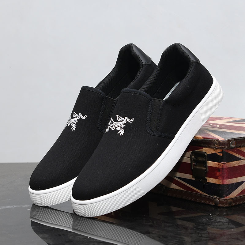 休闲运动黑色帆布鞋男款新款夏季透气软底德训鞋男生一脚蹬懒人休