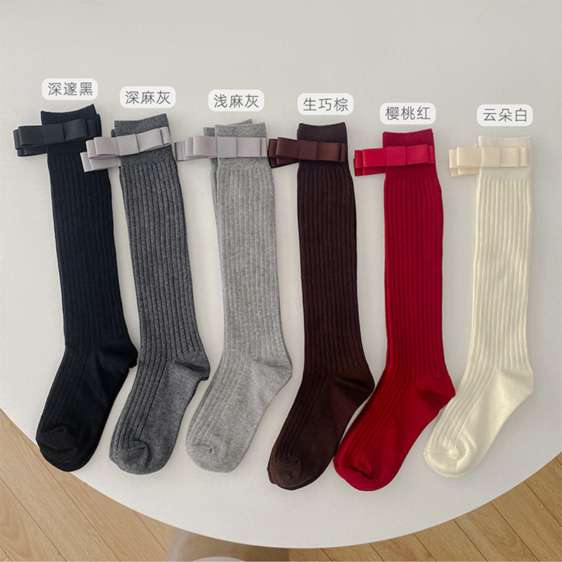 缪系秀场安可拉红色蝴蝶结条纹及膝小腿袜秋冬季纯色少女显瘦长袜,女士内衣/男士内衣/家居服,长筒袜,淘宝优惠券,粉丝福利购,淘宝优惠卷