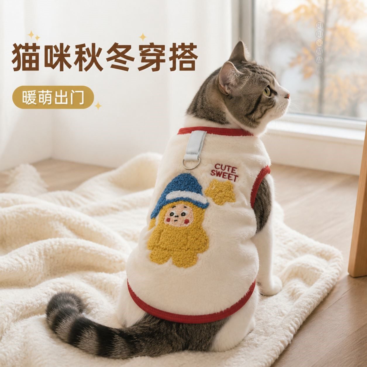 小猫圣诞节衣服冬季保暖可爱帽子公仔背心猫咪布偶金渐层冬天绒衣