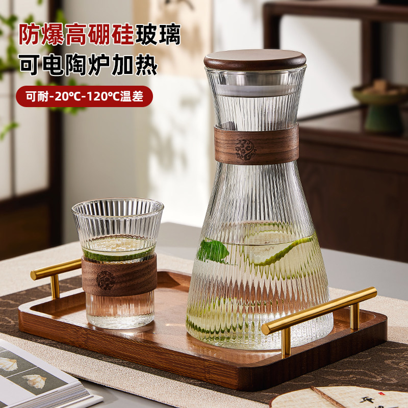 中式玻璃冷水壶家用大容量客厅冷饮茶具耐热高颜值泡茶壶水杯套装