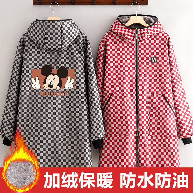 冬天加绒加厚的罩衣年轻款长绒长袖防水保暖围裙家用工作服外穿女,家庭/个人清洁工具,围裙,淘宝优惠券,粉丝福利购,淘宝优惠卷