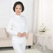 Quần áo trung niên mùa thu quần dài nữ cotton mẹ cổ cao đồ lót mỏng phần lớn kích thước cũ áo len cotton đặt màu trắng - Phù hợp với nóng lên