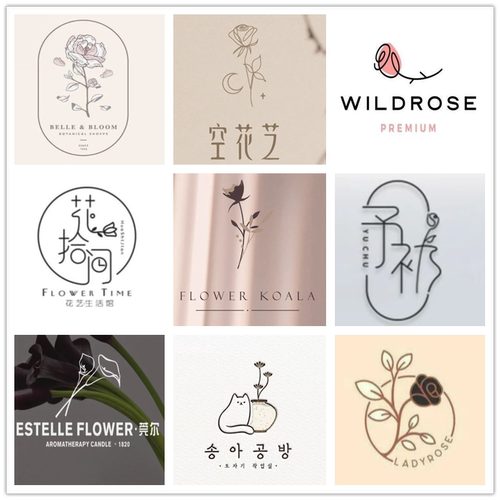 原创logo设计门头唯美花束名字吊牌花店鲜花室名字北欧定制花艺师