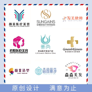 发型师沙龙logo理发店美发剪发图标徽标设计美容女性头像 复古男士