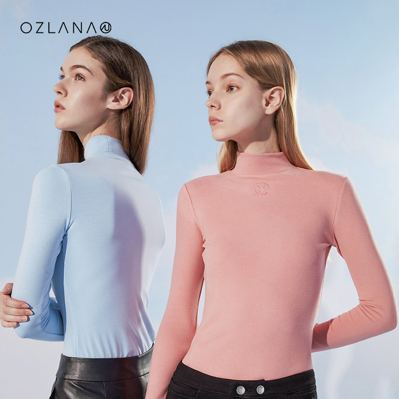 Ozlana2020时装周秀款联名内搭半高领德绒衣打底衫长袖T恤女秋冬