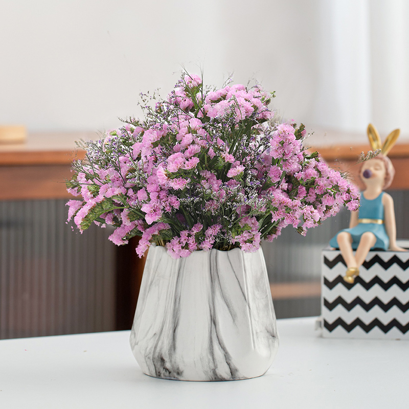 勿忘我花瓶天然干花陶瓷北欧摆件小清新花束家居客厅摆设装饰品