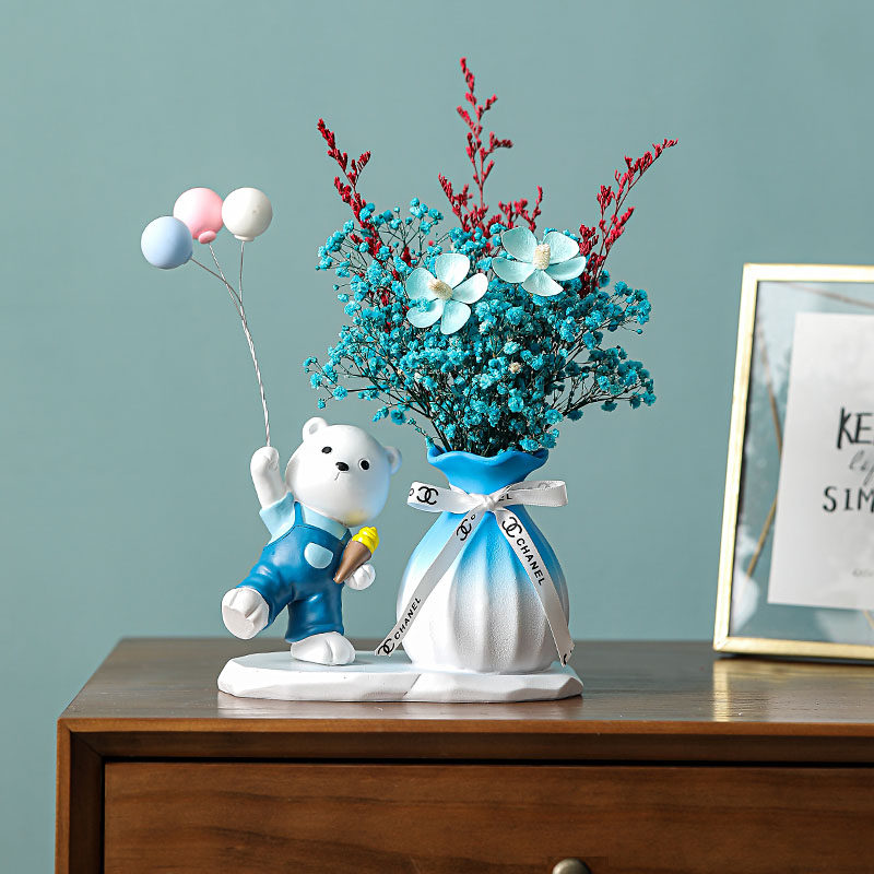 雪糕暴力熊小花瓶干花摆件客厅插花卧室床头柜玄关电视柜装饰品