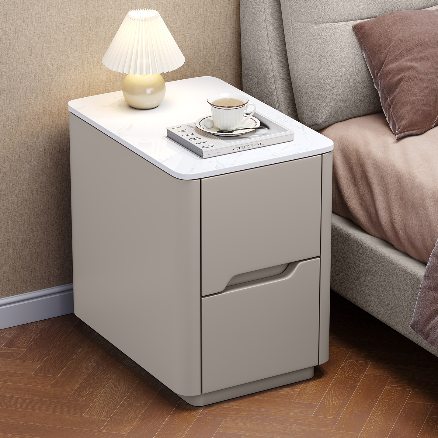 小尺寸床头柜30cm储物柜小型全实木烤漆款卧室家用置物柜超窄25cm