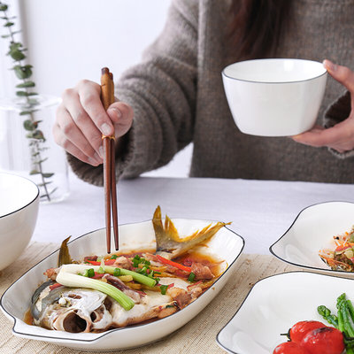 碗碟套装家用4人日式餐具套装简约北欧6人吃饭陶瓷碗筷盘子汤碗