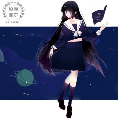 正统蓝鲸刺绣jk学院风班服校服长裙(非品牌)