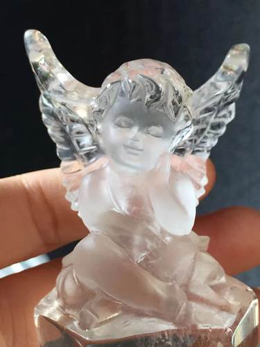 纯天然白水晶原石雕刻公仔少女心