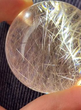 4.7厘米 天然巴西银发晶发晶球 全净体 效应好  发丝浓密 雪霜发