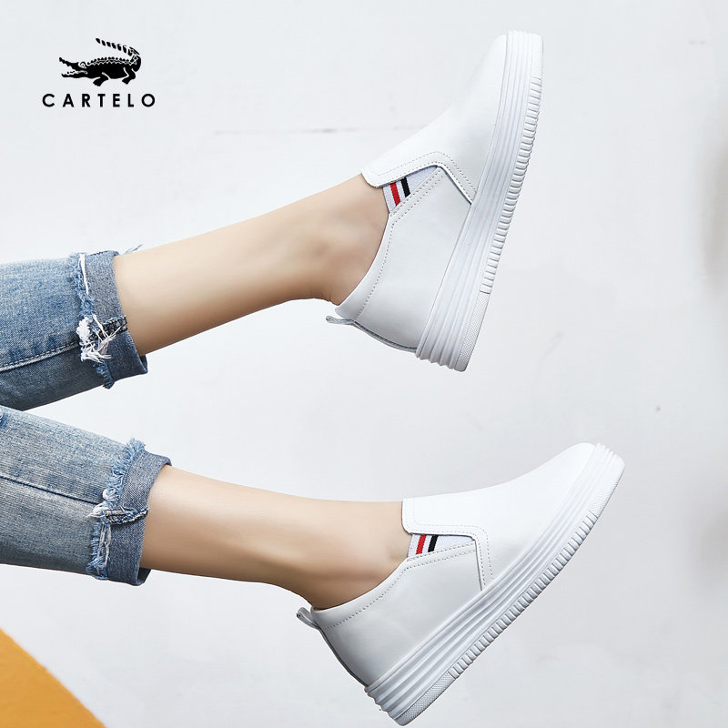 鳄鱼真皮小白鞋女2021春季新款内增高乐福鞋厚底百搭一脚蹬豆豆鞋在类目 女鞋, 低帮鞋中 - 来自Buy2taobao.com提供专业的淘宝代购服务