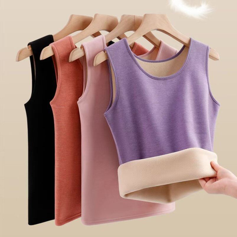 德绒保暖背心女加绒加厚秋冬季大码发热孕妇中老人双面绒内衣