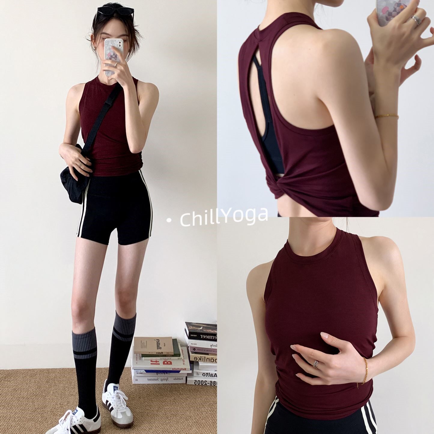 ChillYoga镂空美背瑜伽服背心宽松无袖速干T恤跑步健身运动上衣女