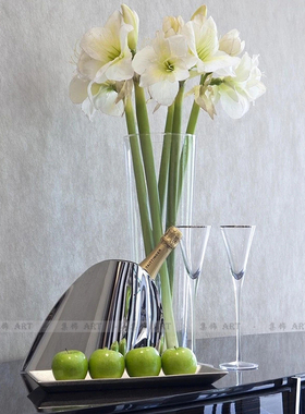 现在简约边几装饰柜餐边柜餐台水吧冰桶花艺托盘仿真水果组合摆件