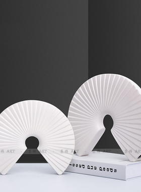 新中式风白色扇形售楼处软装饰品