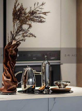 餐厅咖啡主题组合摩卡壶高端摆件