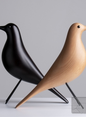 实木伊姆斯北欧风电视柜软装小鸟