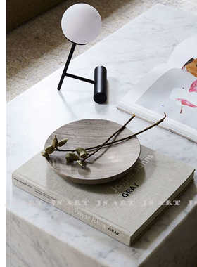 集饰大理石木纹微弧托盘收纳盘水果盘零食盘样板房售楼处烟灰缸