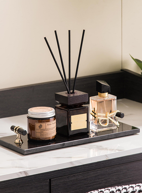 商场酒店现代样板间卫生间展厅摆件卫浴软装饰品浴室柜大理石托盘