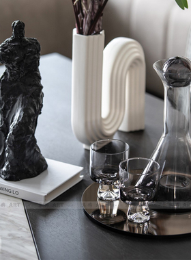 现代轻奢客厅茶几组合摆件摆设