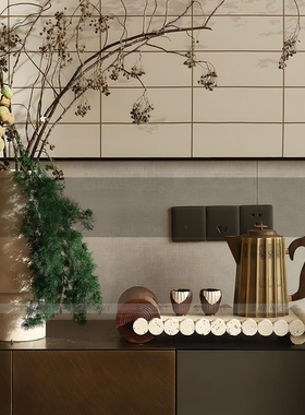 集饰 轻奢极简现代电视柜玄关大理石花器