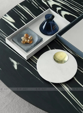 轻奢风大理石椭圆形组合软装饰品