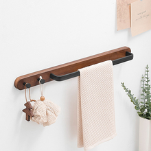 实木毛巾杆免打孔厕所挂毛巾的架子浴室洗手间卫生间单杆浴巾支架