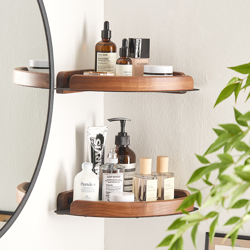 浴室淋浴房置物架卫生间三角架免打孔厕所墙上洗手间壁挂式拐角架