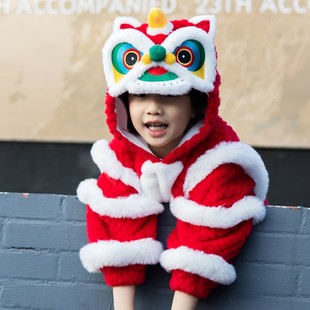 2026儿童新年衣服男童拜年服元旦过年战袍宝宝男孩醒狮套装秋冬装