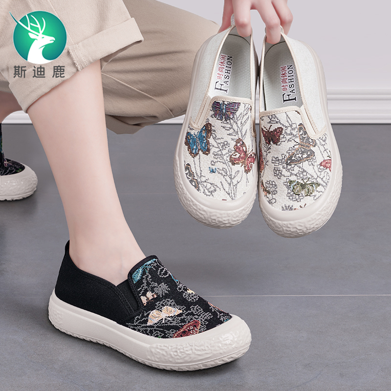 老北京布鞋女时尚一脚蹬妈妈单鞋