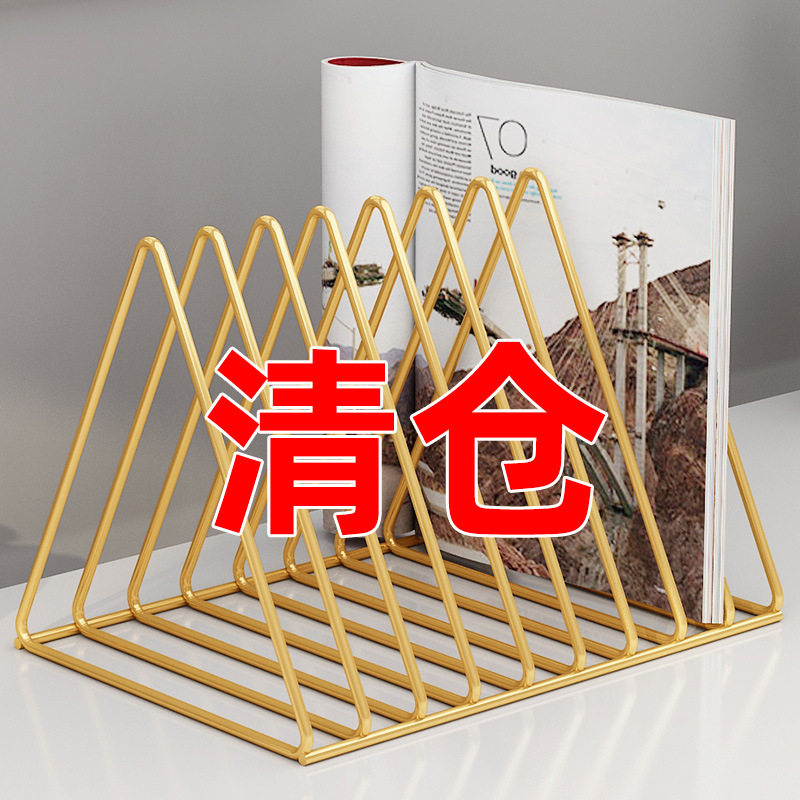 北欧铁艺书架ins创意金色