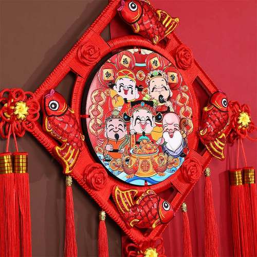 2025蛇年中国结桃木挂件新年挂饰客厅装饰玄关门福字挂件