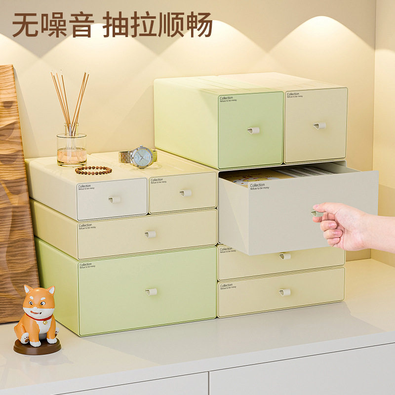 化妆品收纳盒家用桌面梳妆台护肤品口红置物架整理盒抽屉式收纳